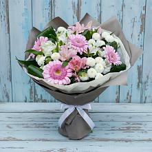 Букет цветов из:  Герберы, Альстромерии и Хризантемы #REPLACE_PRED# Линёво Новосибирской области