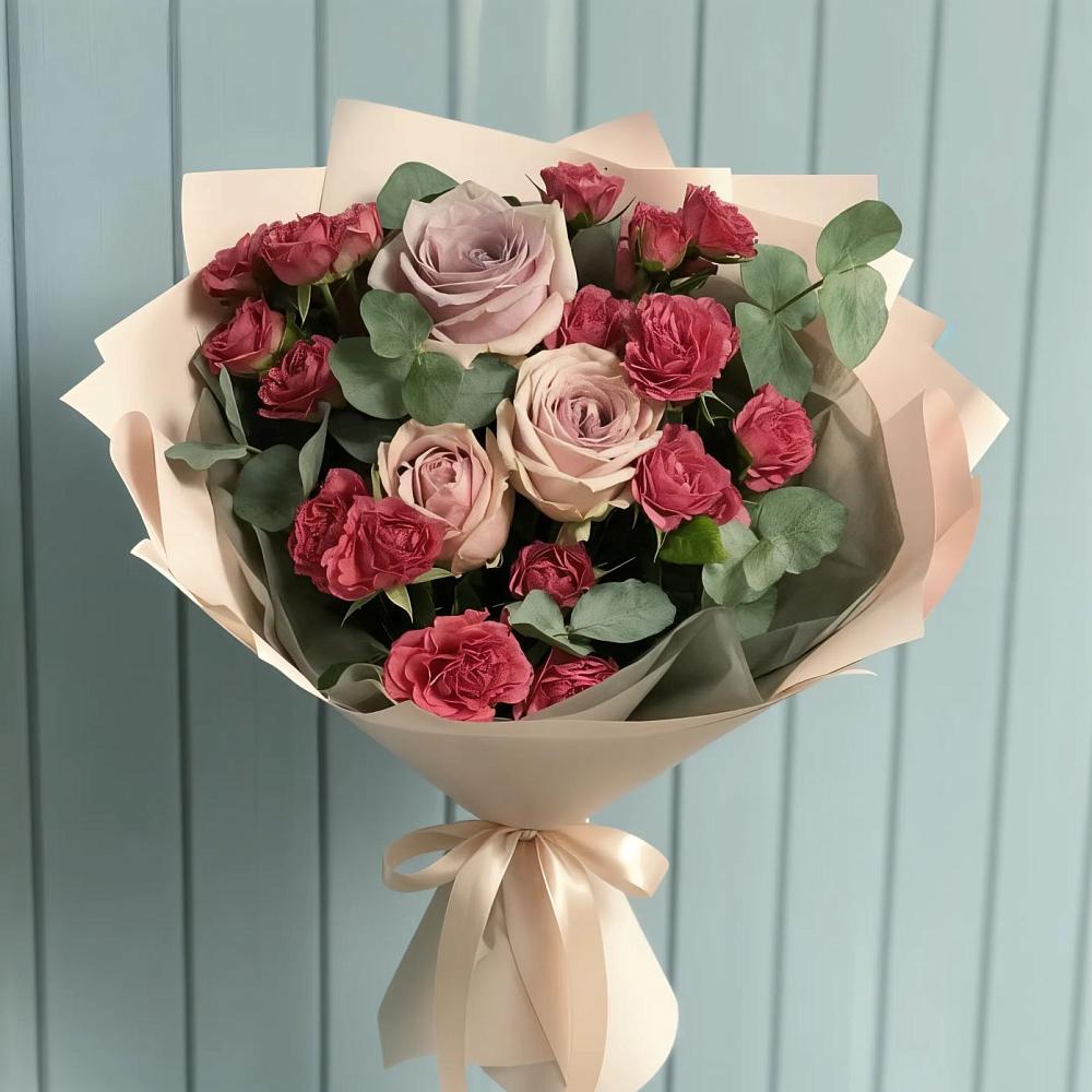 Букет цветов из: Гвоздики и Розы в Линёво Новосибирской области