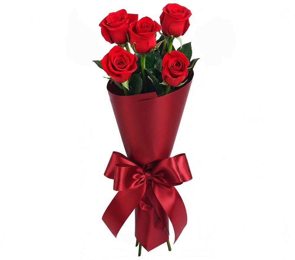 Букет 5 Красных роз Эдлесс Лав в Линёво Новосибирской области