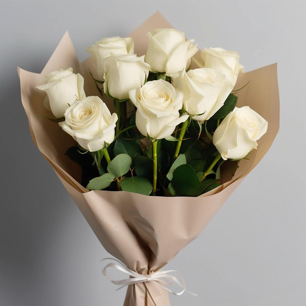 Букет 9 Белых роз Эдлесс Лав в Линёво Новосибирской области