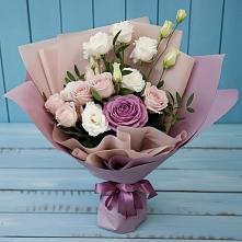 Букет цветов из:  Розы и Лизиантусы #REPLACE_PRED# Линёво Новосибирской области