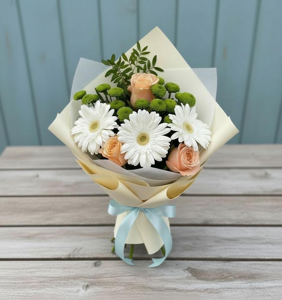 Букет цветов из: Герберы, Розы и Хризантемы в Линёво Новосибирской области