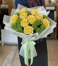 Букет цветов из:  Хризантемы и Розы в Линёво Новосибирской области