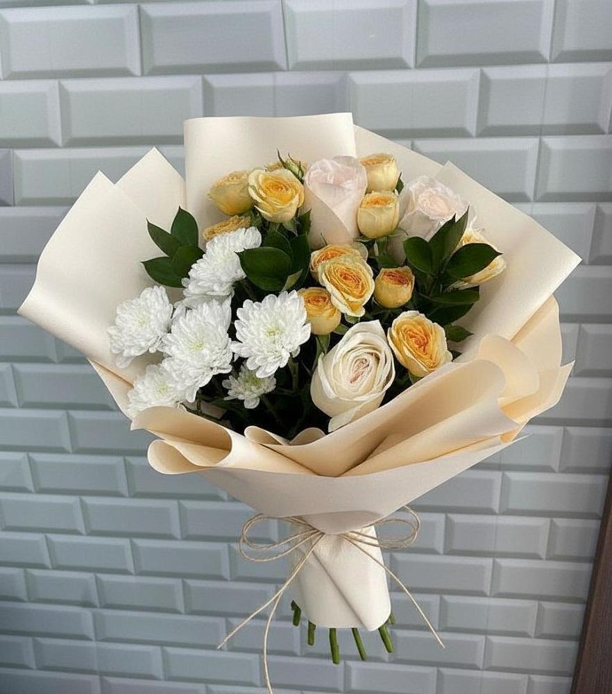 Букет цветов из: Розы и Хризантемы в Линёво Новосибирской области
