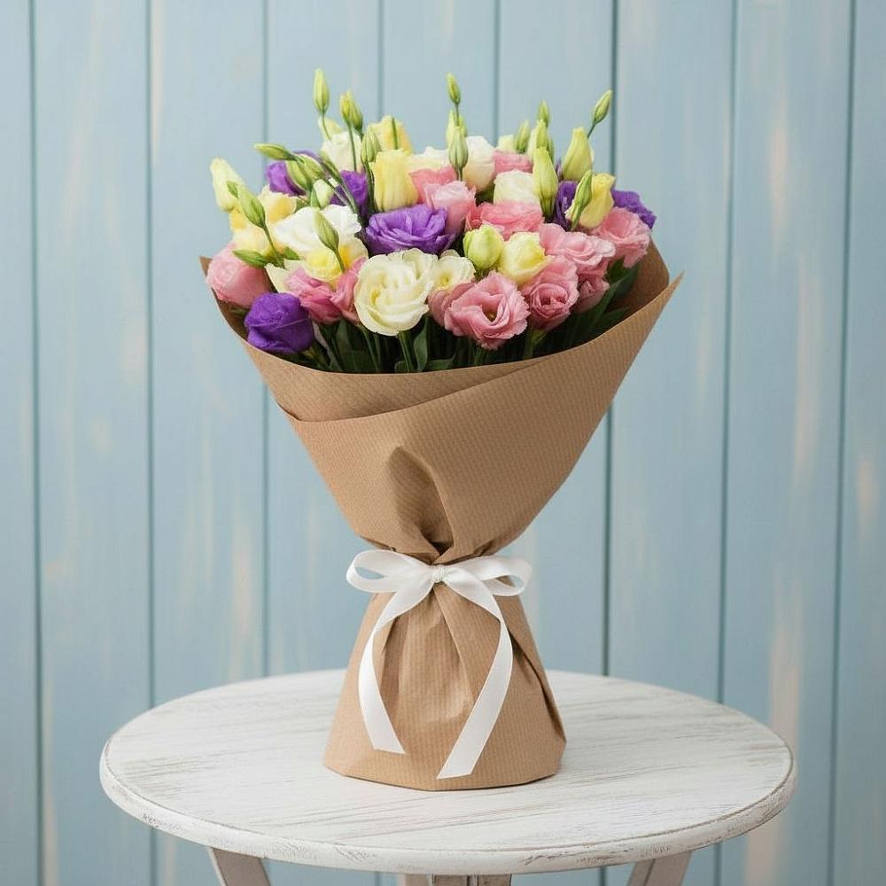 Букет цветов из: Лизиантусы в Линёво Новосибирской области