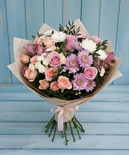 Букет цветов из:  Хризантемы, Розы и Альстромерии в Линёво Новосибирской области