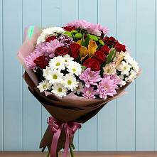 Букет цветов из:  Розы, Хризантемы и Альстромерии #REPLACE_PRED# Линёво Новосибирской области