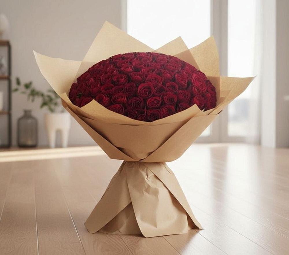 Букет 101 Красная роза в Линёво Новосибирской области