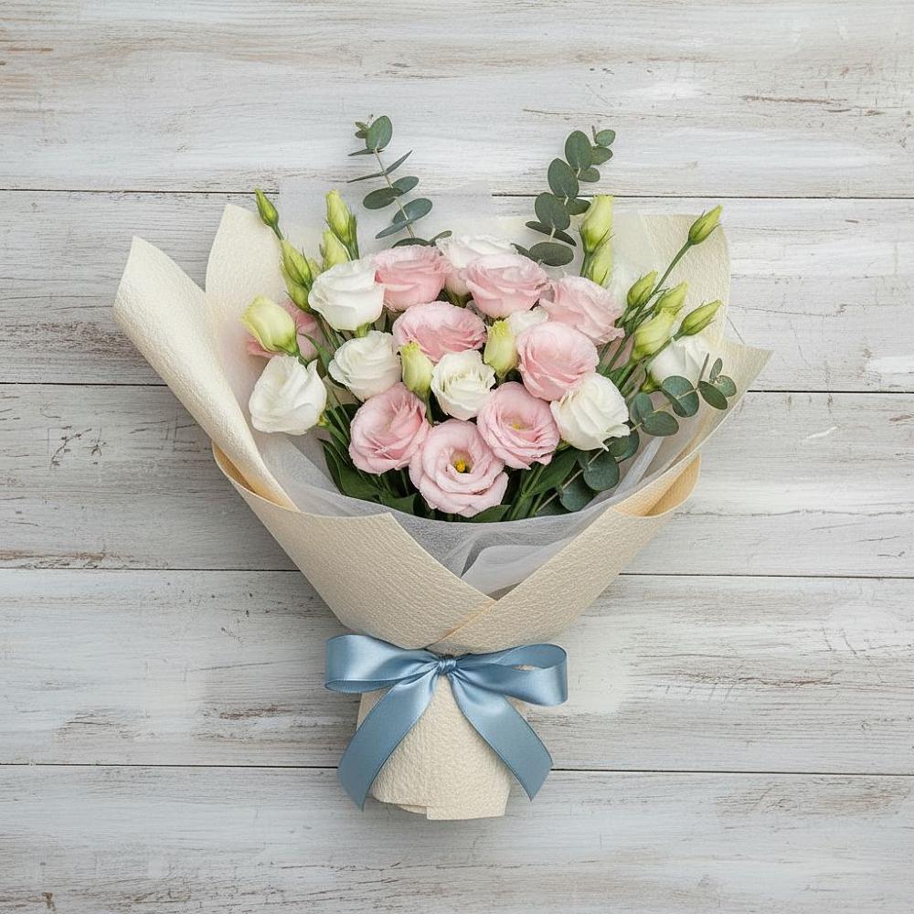 Букет цветов из: Лизиантусы в Линёво Новосибирской области